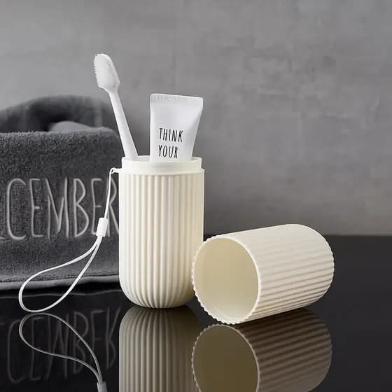 Porta Escova de Dente e Creme Dental Portátil Plasútil Estojo Viagem Multiuso Necessaire
