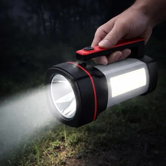 Lanterna LED Recarregável 10W 2 em 1 com Luz Lateral USB Alta Potência