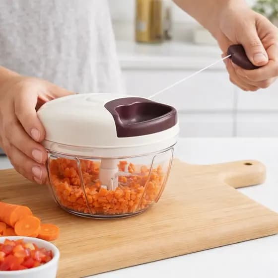 Mini Processador de Alimentos Manual 500ml Triturador 3 Lâminas Cozinha Prático