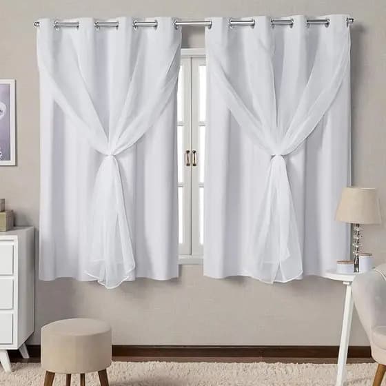 Cortina Blackout Blecaute com Voil Liso 1 PARTE (1,40m x 1,80m)