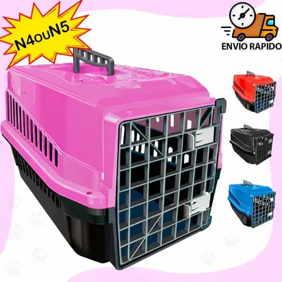 Caixa de Transporte N 4 ou 5 Cachorro Gato Coelho Caixa de Transporte Pet 2 Travas 1 Alça