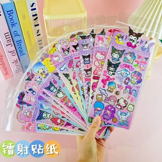Par Touch Sanrio Labubu Manual de Natal Adesivos fofos Adesivos à prova d'água