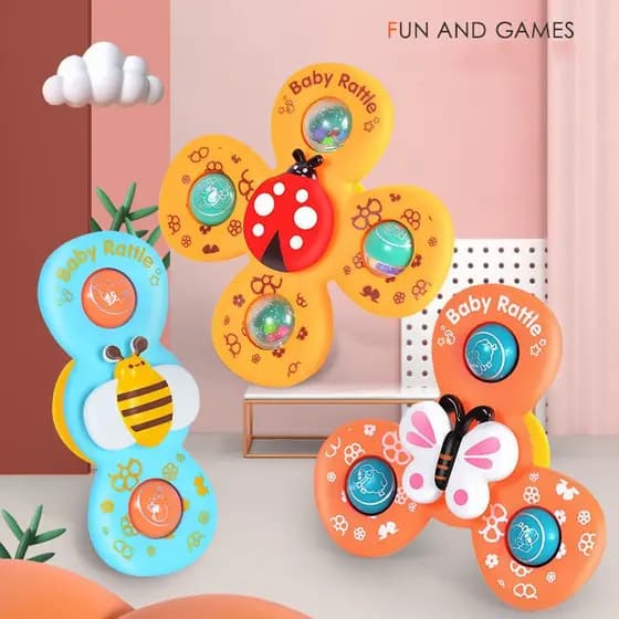 1 ou 3 pçs bebê ventosa brinquedo girando fidget bebê chocalho mordedor brinquedo de banho para crianças alívio do estre