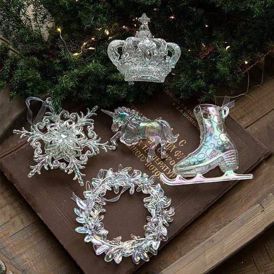 Estilo Árvore de Natal Decoração Árvore de Natal Ornamentos Acrílicos de Natal Pingente de Cristal de Gelo Transparente