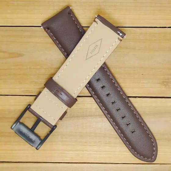 Pulseira de Relógio de Couro Genuíno de 22mm 24mm para Relógio Fossil, Fivela Preta, Acessórios à Prova d'Água com Liber