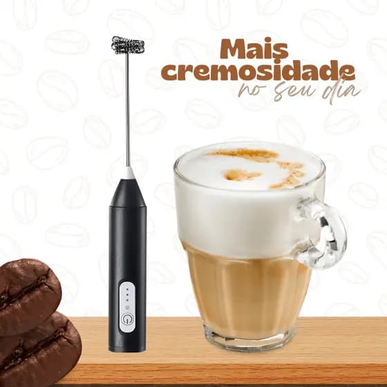 Espumador de Leite Elétrico Recarregável USB – Batedor Portátil com 2 Hastes para Café e Cappuccino
