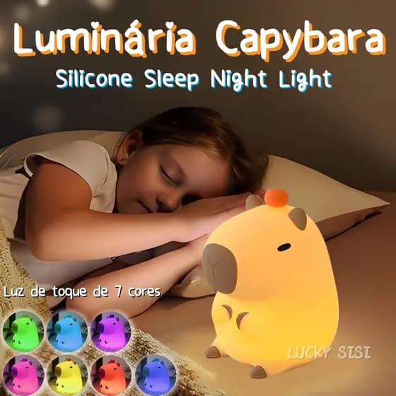 Capybara Night Light Silicone Luminária Mesa Touch Lâmpada Noturna Abajur Fofo Led Nocturna Recarregável