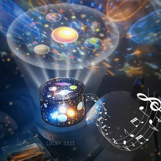 🍎Luminária Abajur Giratória Projetor Estrelas Oceano Espaço Dream Natal Luminária infantil Projetor luzes estrela