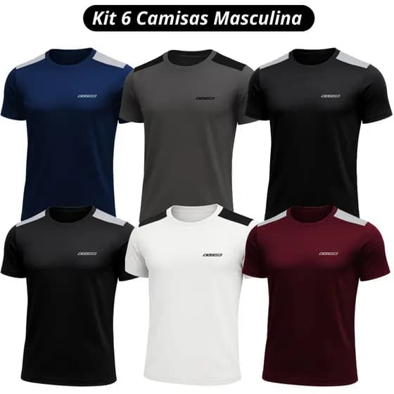 Kit 6 Camisas Dry Fit Academia Masculina Tecido Leve Musculação e Treino