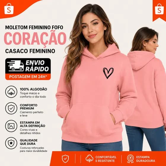 Moletom Feminino Fofo Moletom De Coração Feminino Casaco Feminino