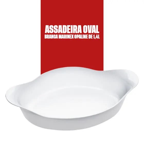 Assadeira Marinex Vidro Temperado 1,4 Litro. Forno e Mesa, Alta Resistência, Cozinha