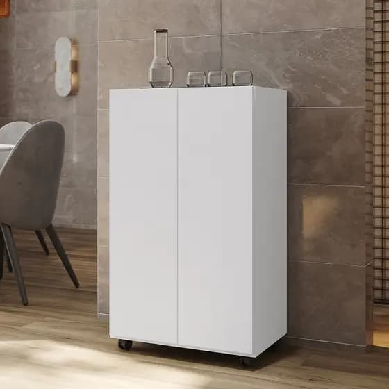 Balcão Multiuso Carol 2 Portas Com Rodízios Armário Organizador Cozinha Lavanderia