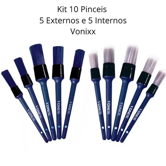 Kit 10 Pinceis Kit Pincel Vonixx Detalhamento Externo + Kit Pincel Interno Vonixx