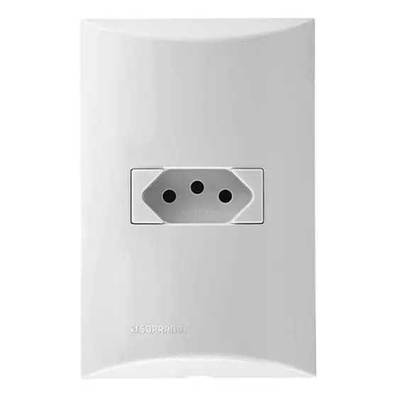 Kit 2 Conjunto 1 Tomada 2P+T 10a 250v 4x2 Branco Soprano