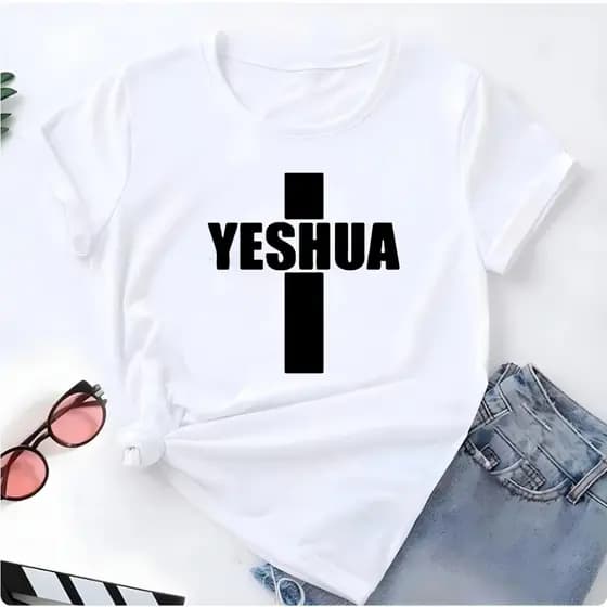 T-shirt Linda Yeshua Cruz Jesus Cristo Camiseta Feminina Blusinha LEOZ