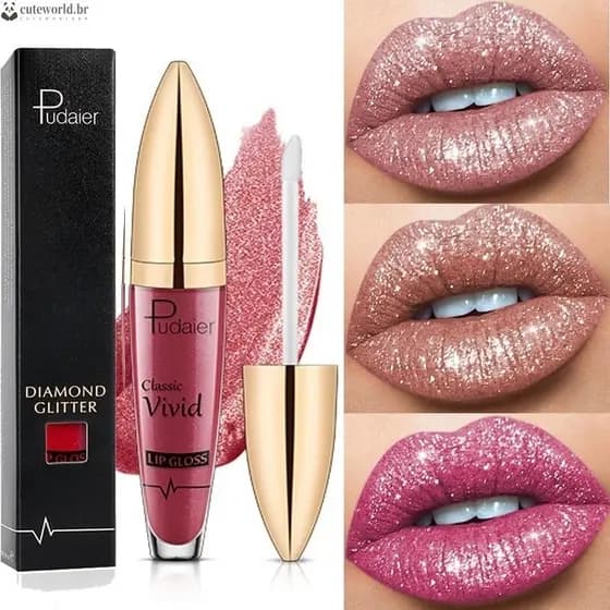 Brilho Labial Em 18 Cores À Prova D'água Diamante Líquido De Longa Duração