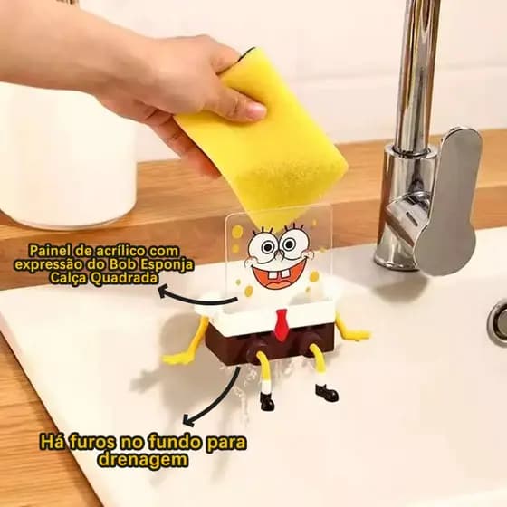 Suporte para Esponja Bob Esponja - Organizador Criativo para Cozinha, Escorre Água e Previne Mofo - Presente Perfeito