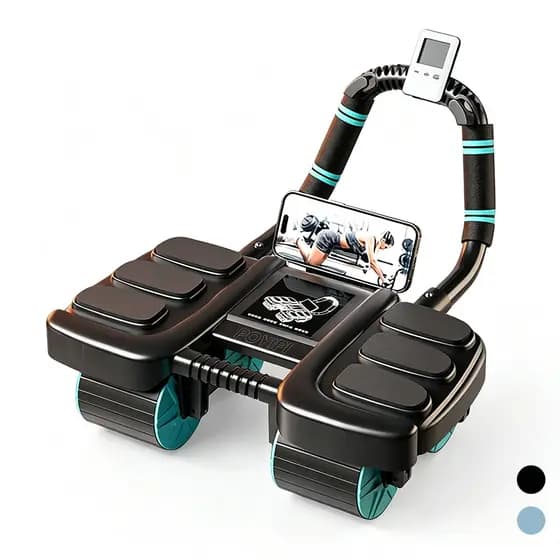 Rolo Abdominal 4 Rodas Inteligente com Temporizador e Rebote Automático para Treino Doméstico