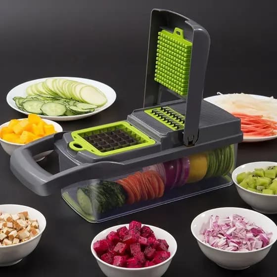 Cortador Multifuncional – Frutas e Legumes, Fatiador de Verduras | Prático e Eficiente para Cozinha