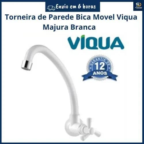 Torneira De Parede Para Cozinha Bica Movel Alta Viqua Maruja Branco