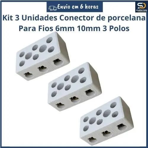 Conector De Porcelana Ceramica Sindal Para Chuveiro 6mm 10mm 3 Polos 3 Unidades