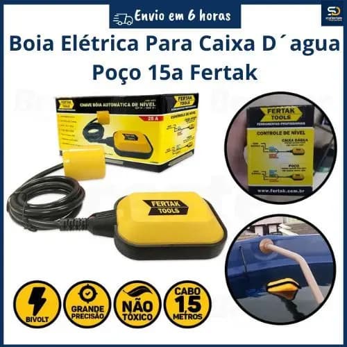 Boia Elétrica Para Caixa D´Água Poço ou Cisterna 15A Chave Boia de Nível Automática Fertak