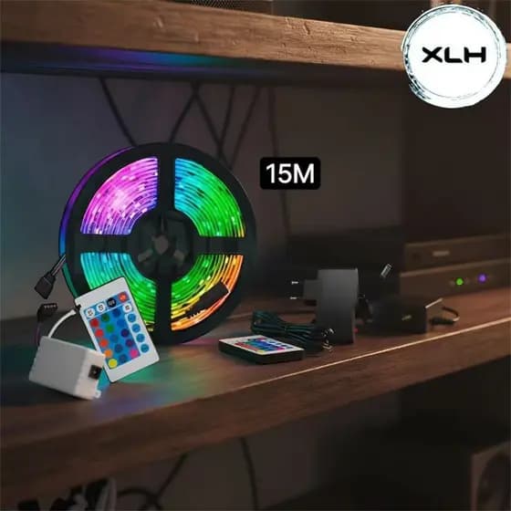 Fita LED RGB 5050 5m 10m 15m 300 LEDs/m Prova D'água IP65 com Fonte Iluminação Decoração Gamer Natal-XLH