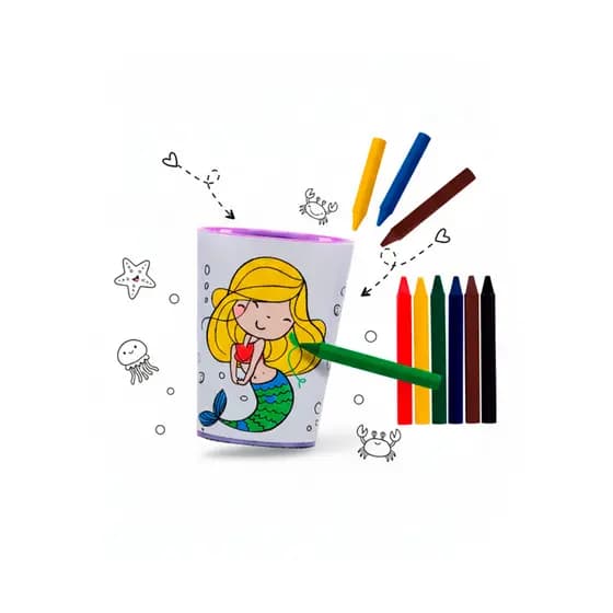 Copo Para Pintar com Giz de Cera - Sereia - Tuby