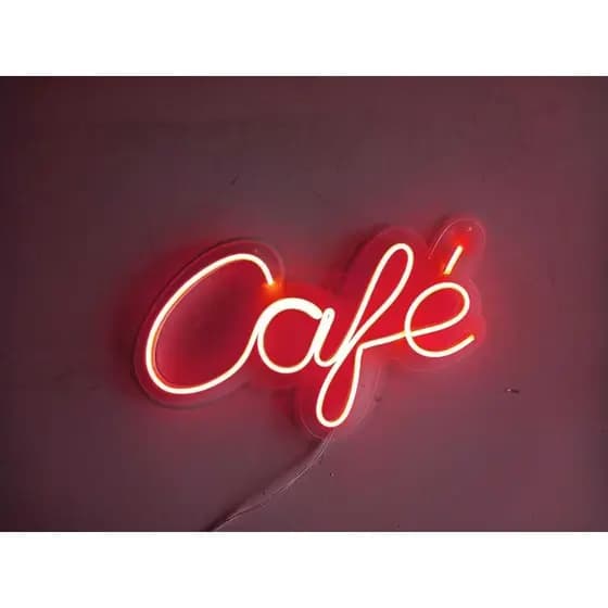 Letreiro Painel Luminoso Led Neon Café