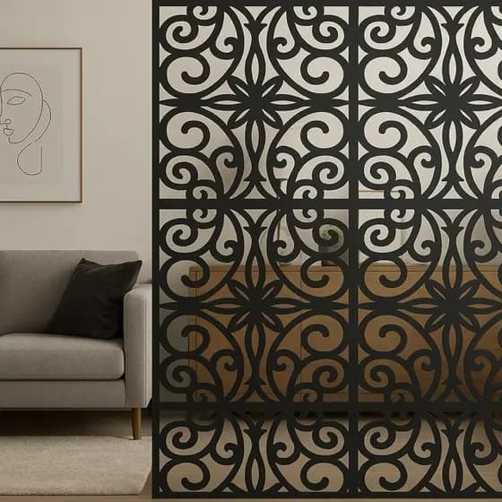 Kit 36 Placas Divisória De Ambiente MDF 26x26 MDF Preto Painel Vazado Decorativo Biombo Parede Cobogó Moderno Reforma
