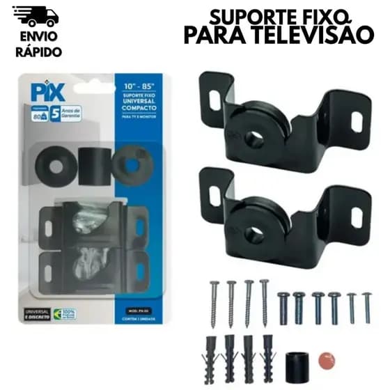 Suporte de TV Fixo 10 a 85” Universal Fácil Instalação + Parafusos e Buchas