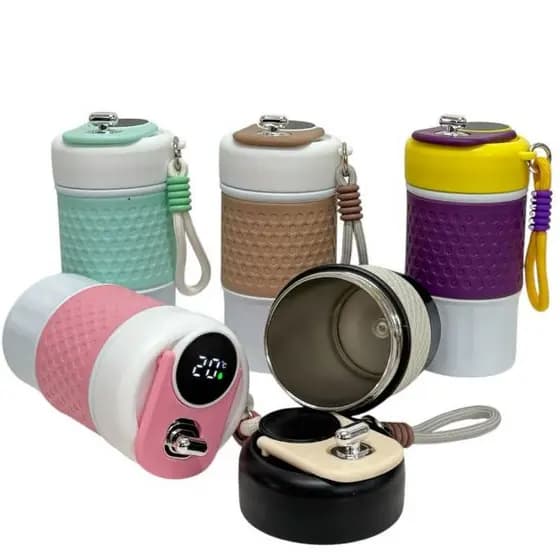 Copo Térmico 350ml Reutilizável com Tampa Vedante e Alça – Mantém Bebida Quente ou Fria, Ideal p/ Café, Chá e Suco