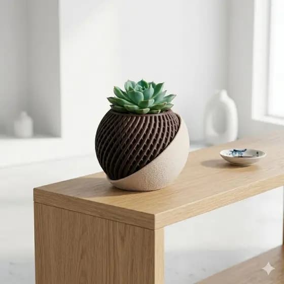 Vaso Suculenta de Planta Tróia Design Premium Decoração Escritório em Impressão 3D