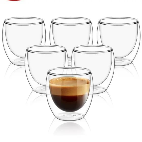 Kit Copos Borosilicado Parede Dupla Café Expresso Luxo Presente 100ml