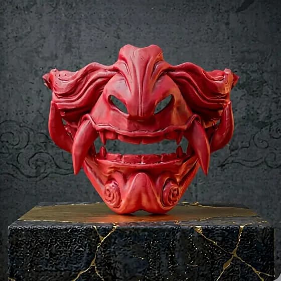 Máscara Samurai Oni Japonesa Mempo Cosplay Geek Decorativa Caveira Festa Fantasia haloween