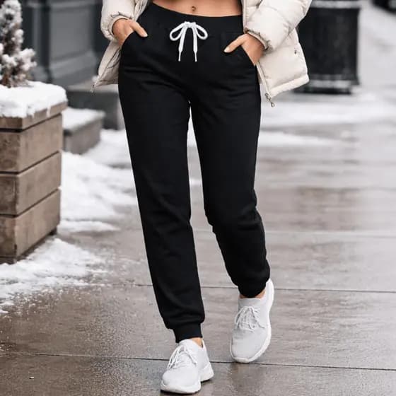 Calça Moletom Jogger Feminina Cós Alto Perfeito para o Dia a Dia tecido Quentinho