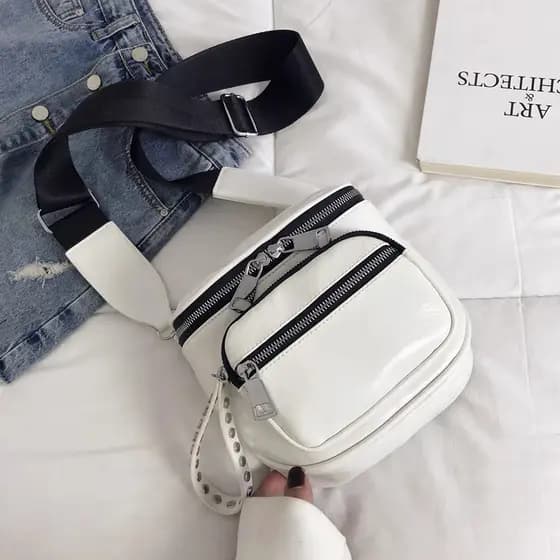 Bolsa Feminina Transversal Pochete Com Zíper Duplo