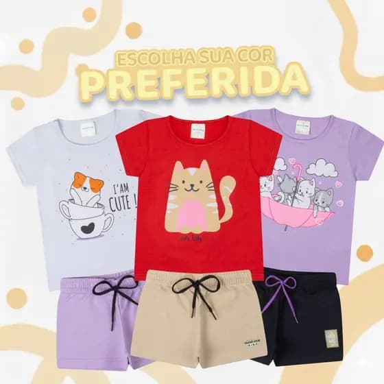 Conjunto Menina Bebê Infantil Feminino Verão - Roupa Infantil de Calor Oferta de Hoje