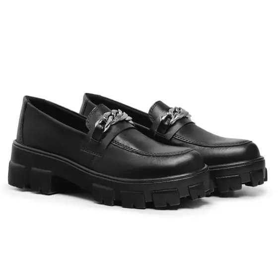 Mocassim Oxford Feminino Sapato Confortável Com Corrente Luxo Varias Cores