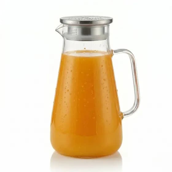 Jarra de Vidro Hermética 1,7L Tampa Inox Água Suco Resistente