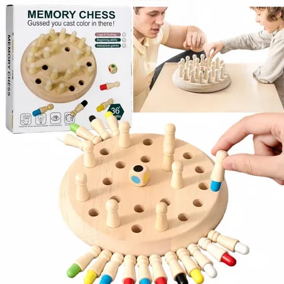 Jogo de Memória de Madeira Tabuleiro Colorido Quebra-cabeça e Brinquedo Educacional Montessori Brinquedo para Crianças