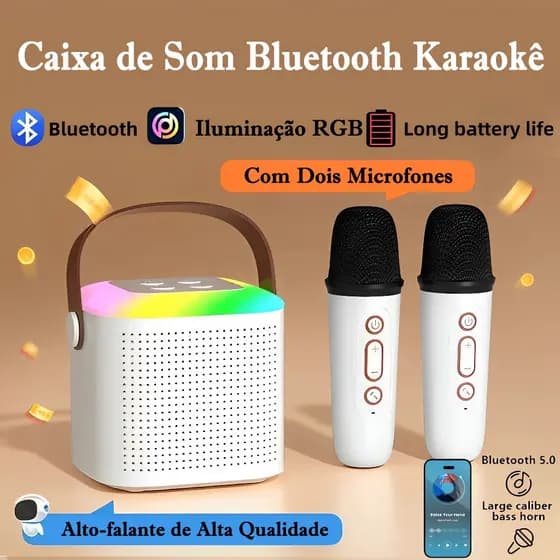 Y1 Caixa De Som Com Microfones Bluetooth Karaokê Brincadeiras em Família