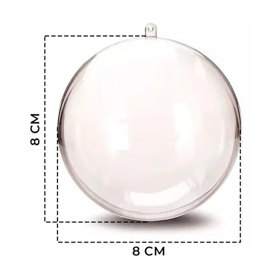 Esfera Desmontável Lisa 8cm Transparente Para Artesanato Lembrancinha Presente Fotos Recordação