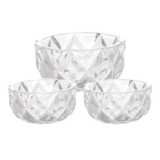 Conjunto Diamond Lyor Cristal Centro De Mesa 18cm Bowls 11cm Decoração De Cozinha Sala De Estar