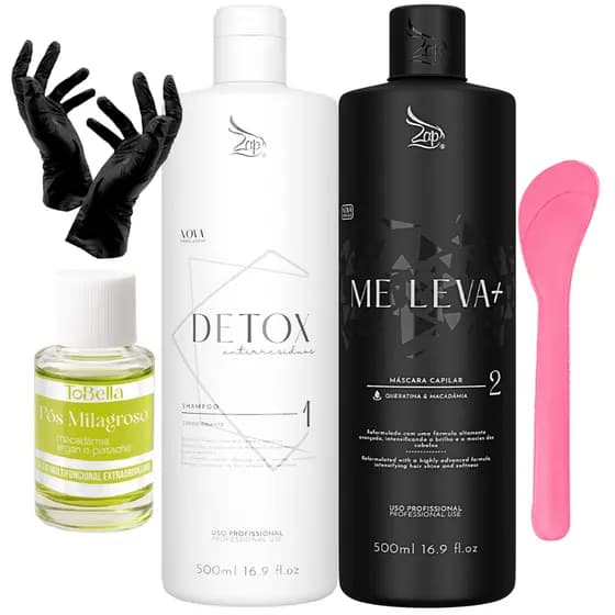 Kit Nova Zap Me Leva Mais Escova Progressiva Uso Profissional 500ml 1L