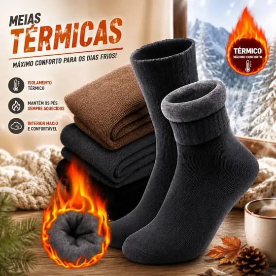 Kit 2/4/6 Meias Inverno Forrada Peluciada Masculina Feminina Quentinha