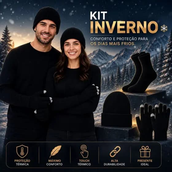 Kit Completo Inverno Touca Luva Meias Térmicas Frio
