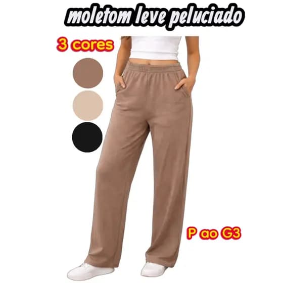 Calça Pantalona Moletom Básica Feminina Estilosa Frio Inverno Dia a Dia Estilosa