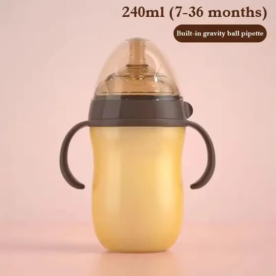 Mamadeira de Silicone 240ml – Garrafinha Infantil para Bebês 0 a 36 Meses, Imita o Seio Materno