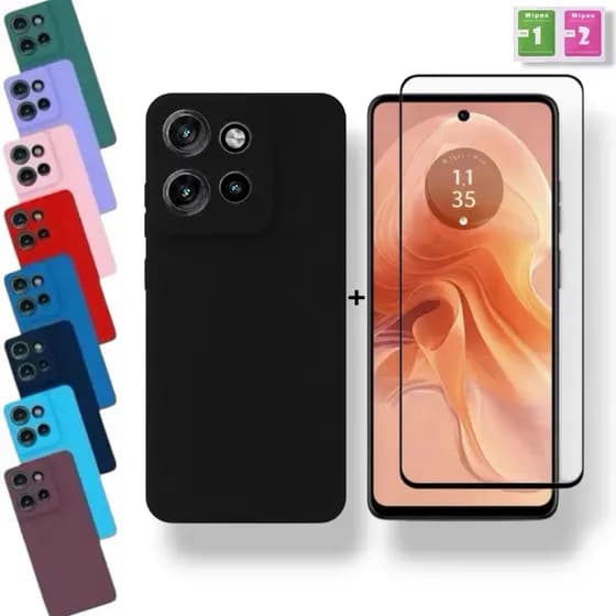 Capa + Película Moto G56 Capinha Aveludada Motorola Anti Impacto Proteção Premium